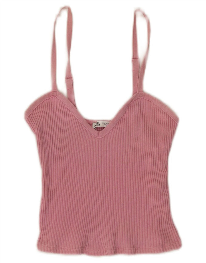 Zara Damen Crop Cami Top UK 8 Small Pink