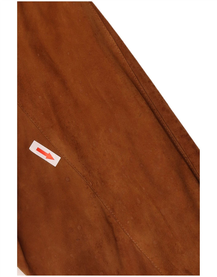 Vintage Damen Wildleder Bomberjacke EU 38 Mittelbraun Retro