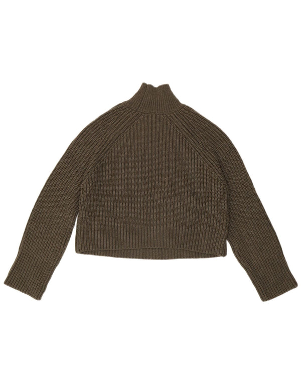 Zara Damen Crop Oversized Rollkragenpullover Pullover UK 10 Small Khaki