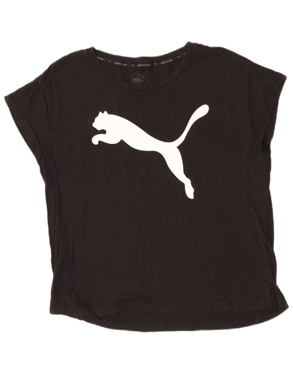 Puma Damen Kurzarm-T-Shirt mit Grafik, UK 12, mittelschwarz