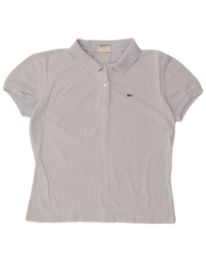 Lacoste Damen Crop Poloshirt Größe 44 Große blaue Baumwolle