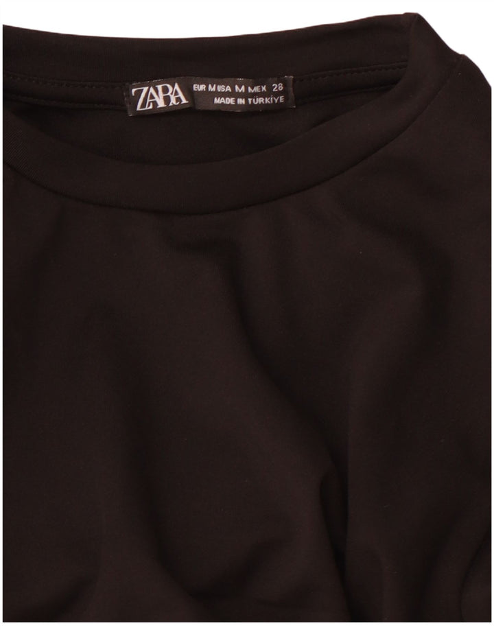 ZARA Damen Langarm-Maxikleid UK 12 Medium Schwarz