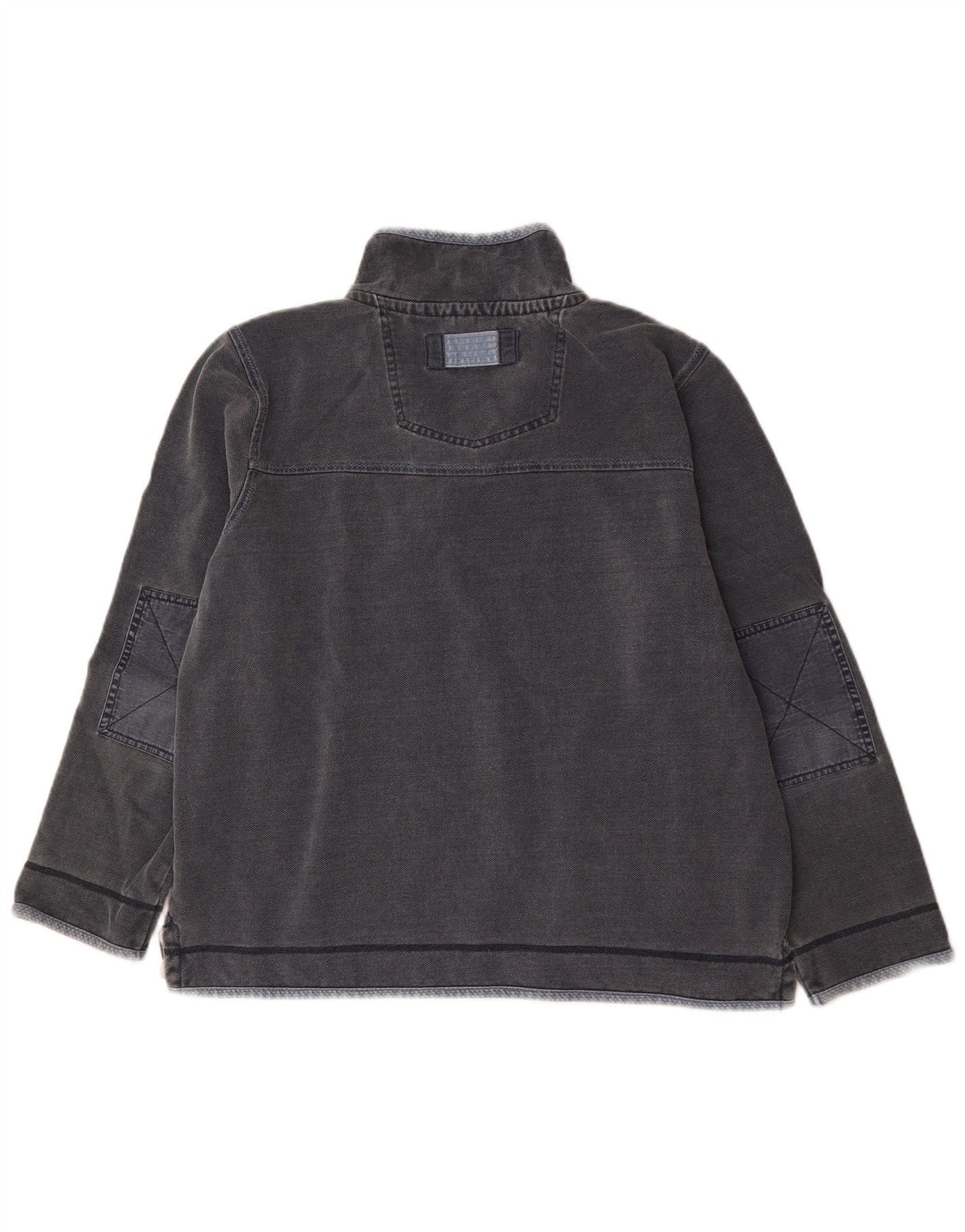 Fat Face Herren-Sweatshirt mit Reißverschluss am Hals, groß, aus grauer Baumwolle