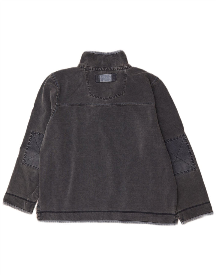 Fat Face Herren-Sweatshirt mit Reißverschluss am Hals, groß, aus grauer Baumwolle