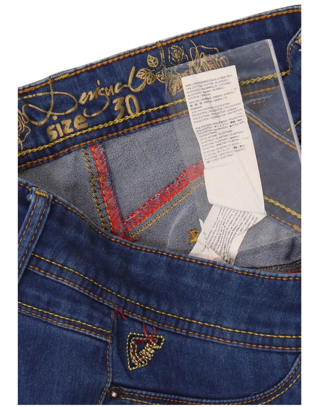 DESIGUAL Damen Skinny Jeans W30 L29 Blaue Baumwolle