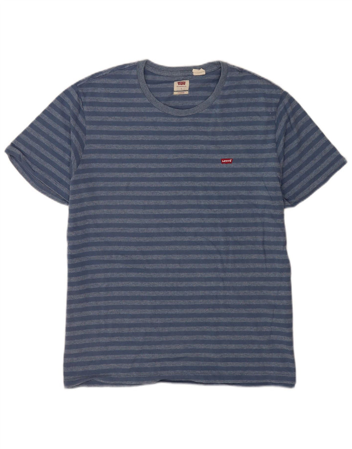 Levi's Herren Standard-T-Shirt-Oberteil, groß, blau gestreift, Baumwolle