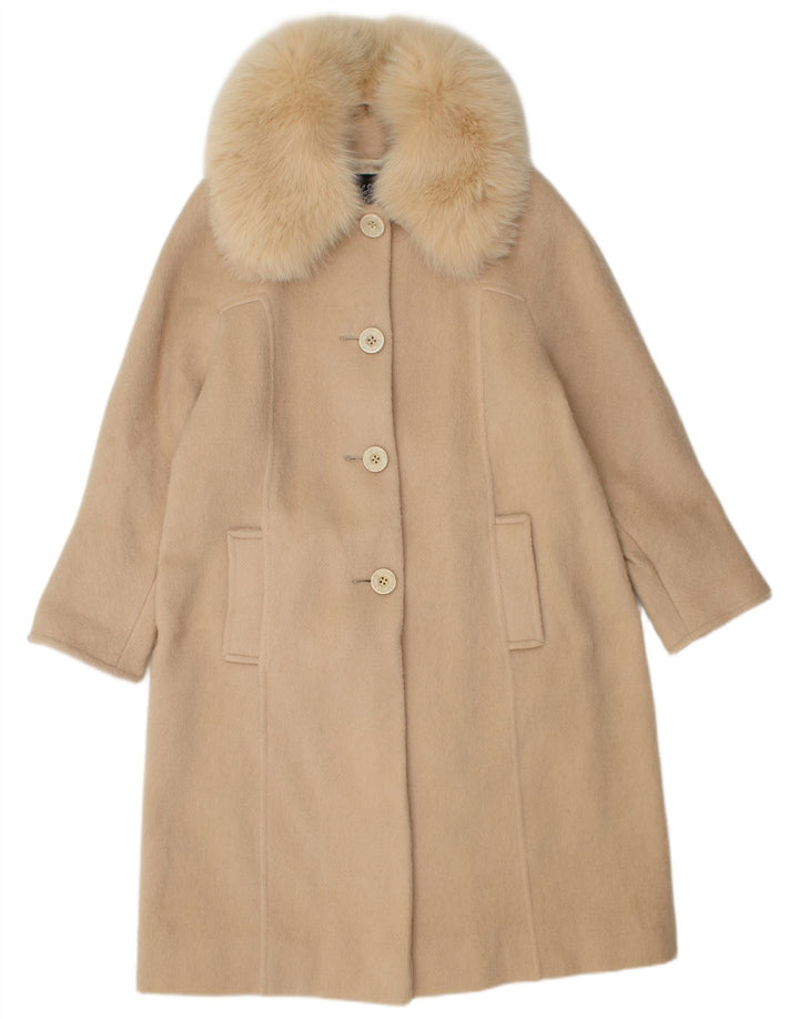 Vintage Damen Mantel UK 14 Medium Beige Kaschmir