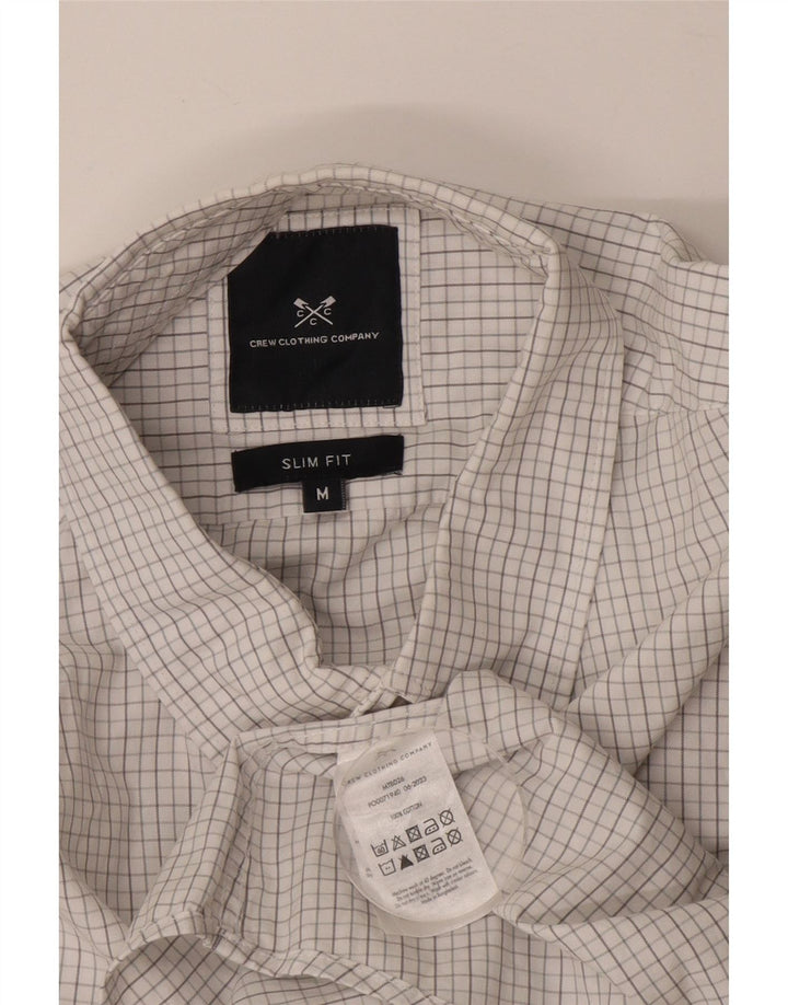 CREW CLOTHING Herren Slim-Fit-Hemd aus mittelweißer Gingham-Baumwolle