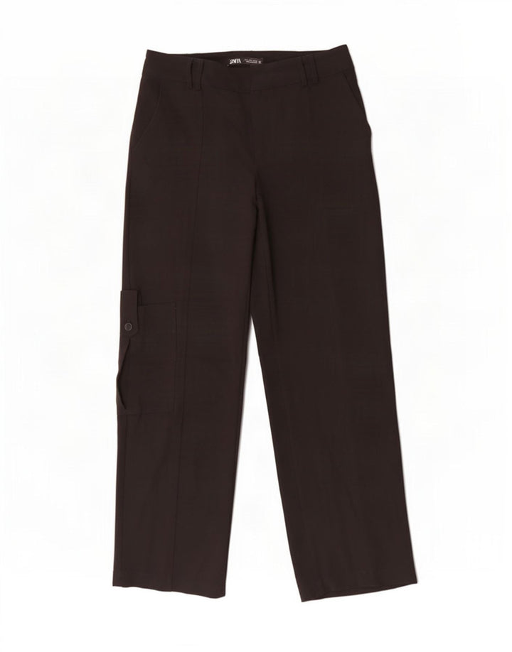 Gerade Cargohose für Damen von Zara, Größe S, W26, L31, Schwarz, Polyester