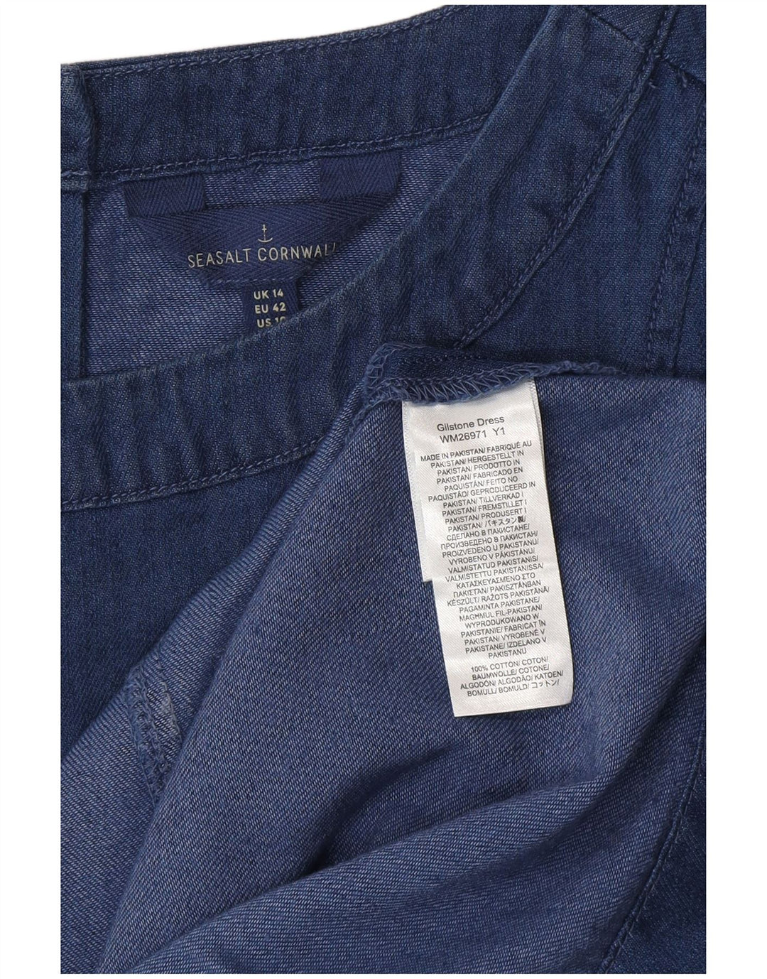 Seasalt Cornwall Damen Etuikleid UK 14 Large Marineblau Baumwolle