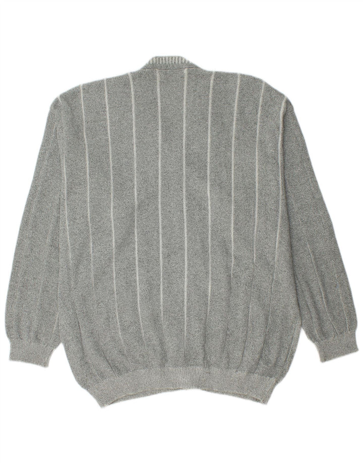 Gioferrari Herren-Cardigan-Pullover IT 56 XL grau gestreift aus Baumwolle