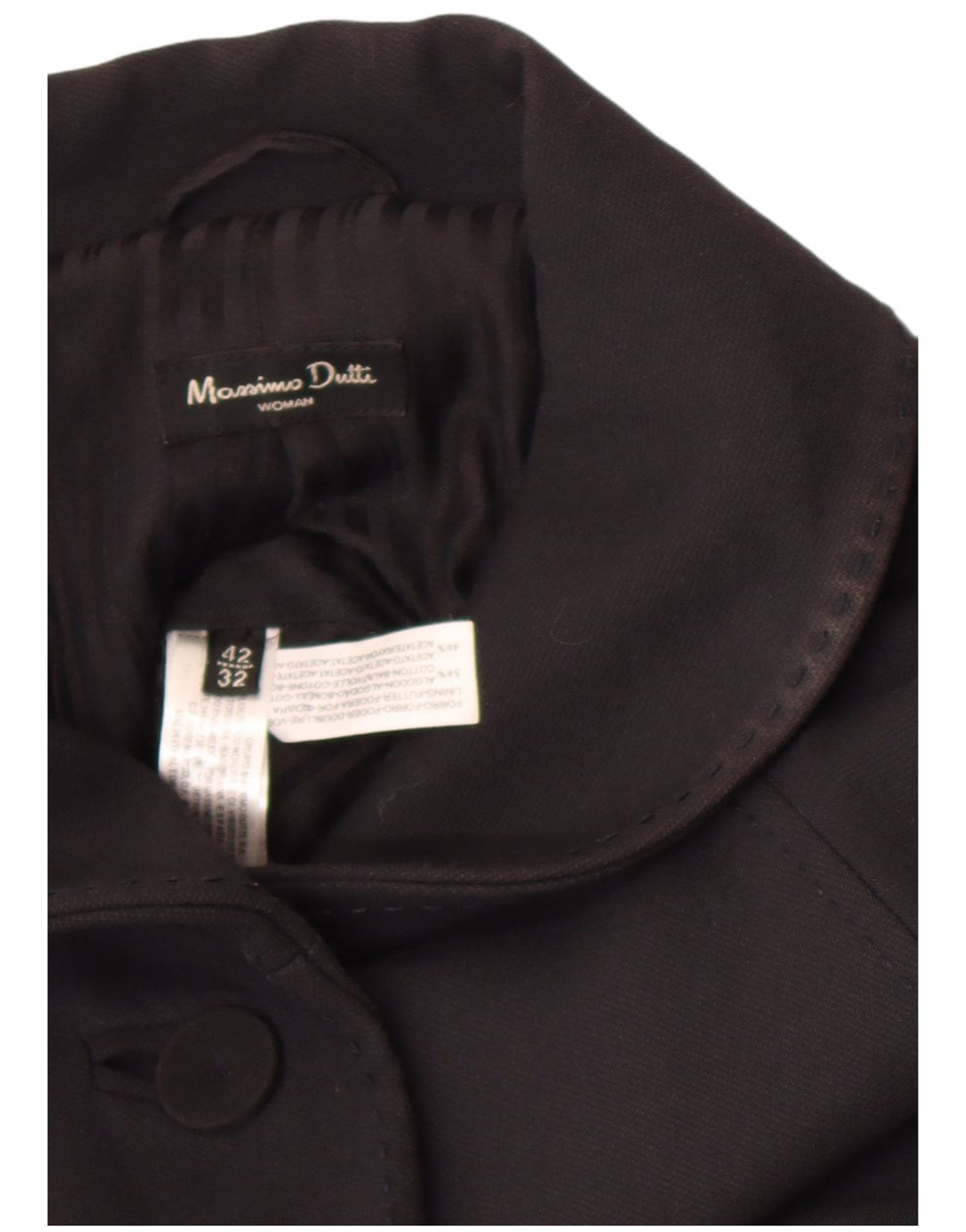 Massimo Dutti Damenmantel EU 42 Große schwarze Baumwolle