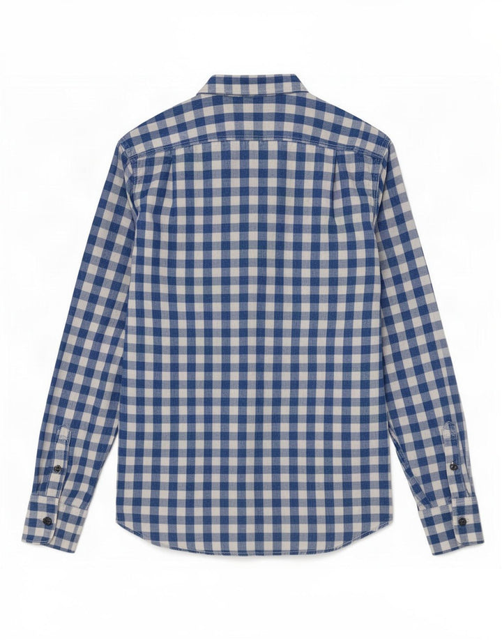 Superdry Herrenhemd aus Baumwolle, groß, blau, Gingham-Karomuster