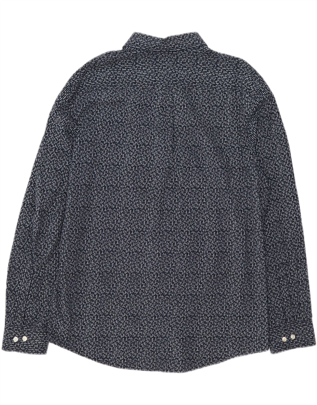 Pinguin-Herrenhemd XL aus blauer, geometrischer Baumwolle