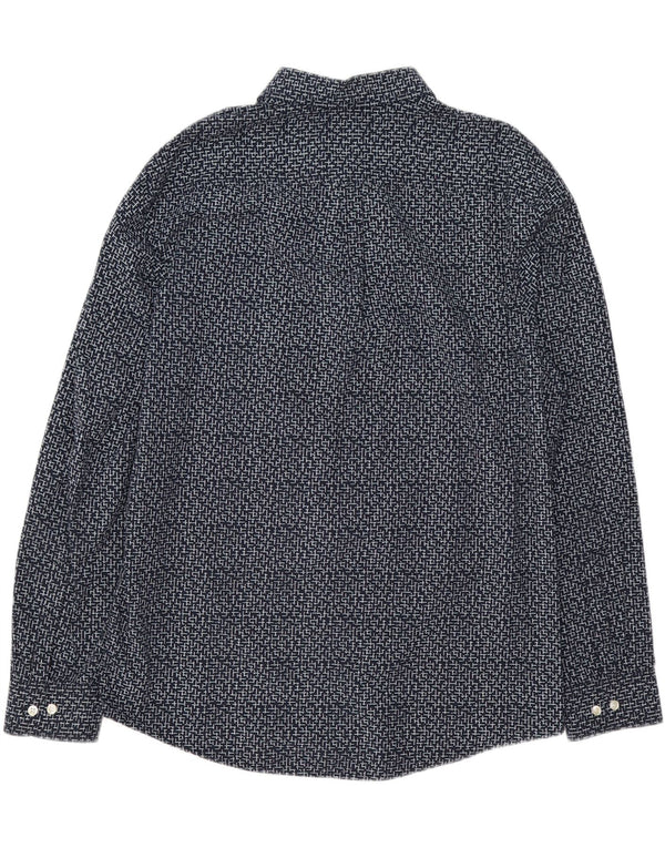 Pinguin-Herrenhemd XL aus blauer, geometrischer Baumwolle