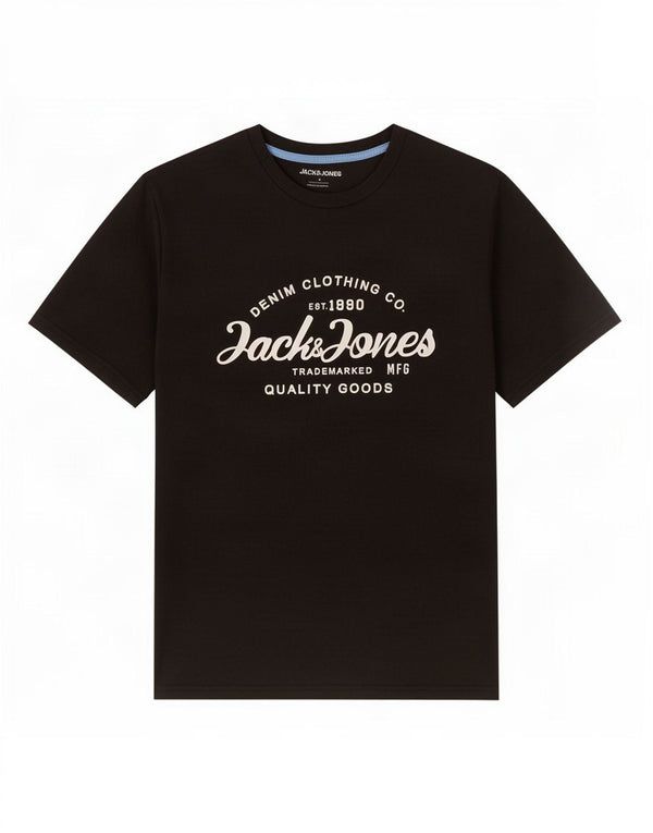Jack & Jones Mens Graphic T-Shirt Top Medium Black Cotton