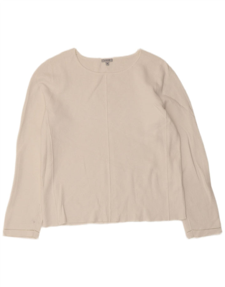 Jigsaw Damen Top Langarm UK 12 Mittelweiße Viskose