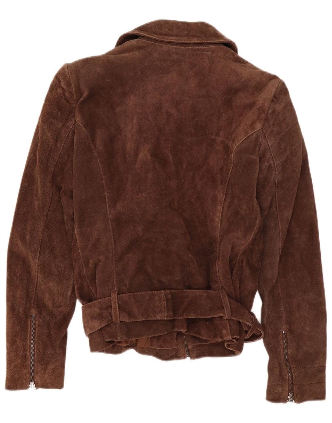 Zara Damen Wildleder Bikerjacke UK 14 Großes braunes Leder