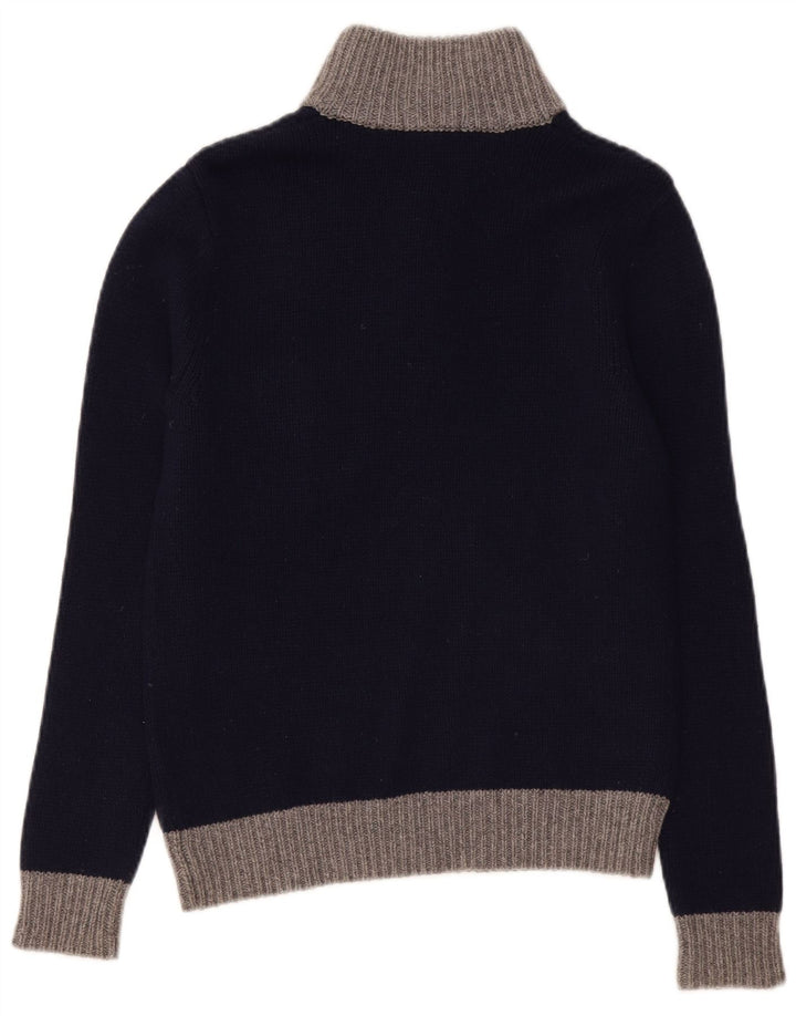Sun68 Herren-Pullover mit normaler Passform, Knopfkragen, Größe S, marineblaue Wolle