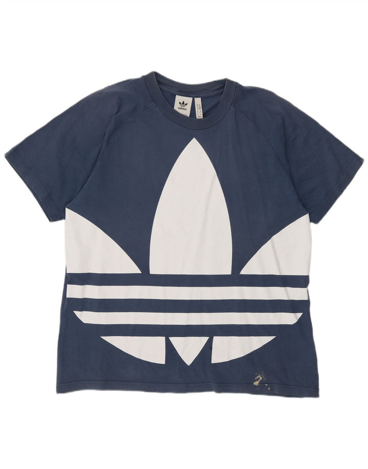 Adidas Herren Grafik-T-Shirt aus mittelblauer Baumwolle
