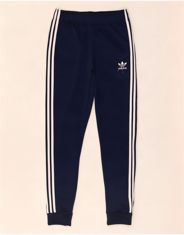 Adidas Boys Tracksuit Trousers Joggers 13-14 Years Navy Blue Polyester