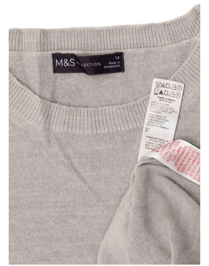 Marks & Spencer Damen-Pullover mit Rundhalsausschnitt, UK 14, mittelgraues Acryl