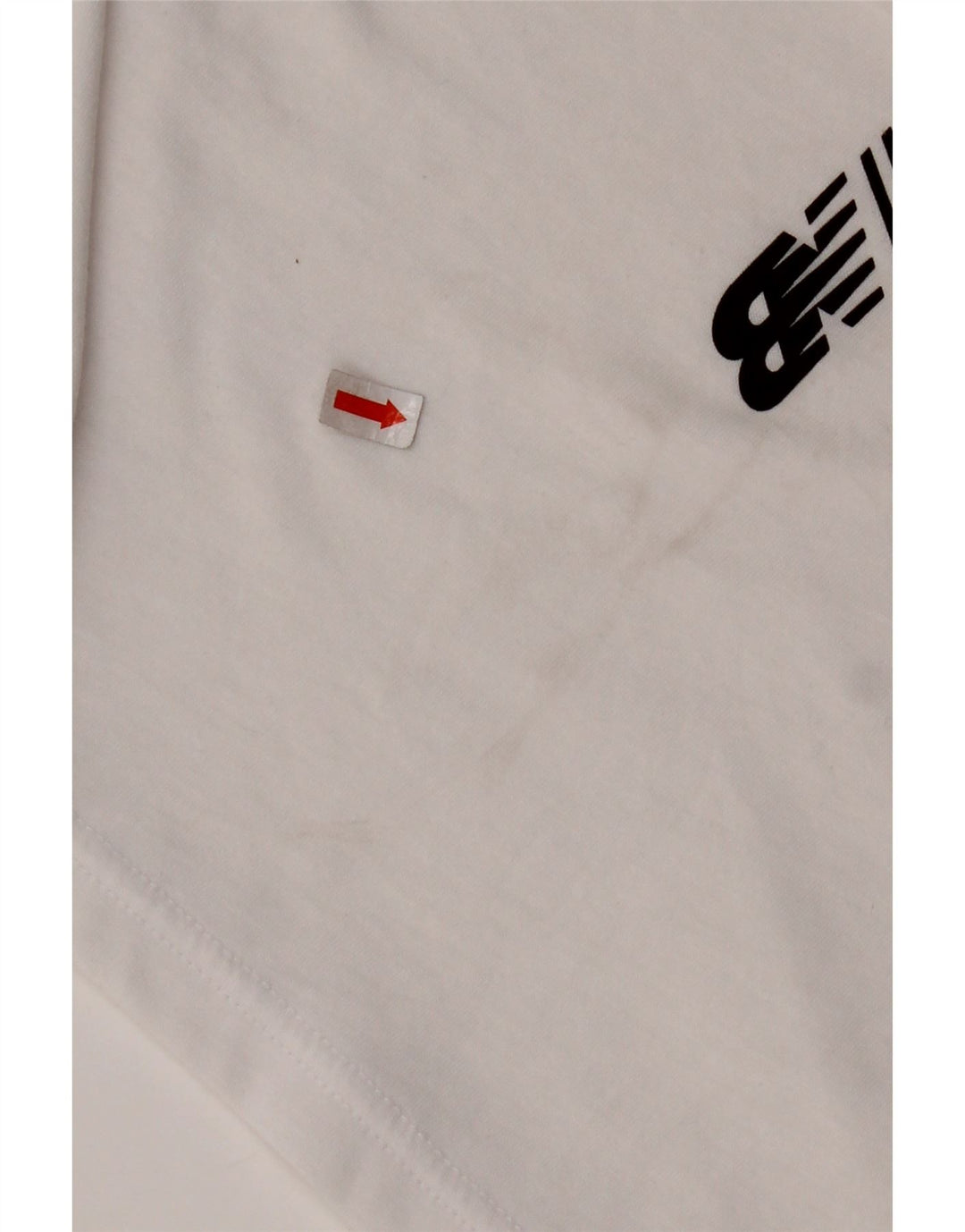 NEW BALANCE Damen Crop Graphic T-Shirt Top UK 10 Small Weiße Baumwolle