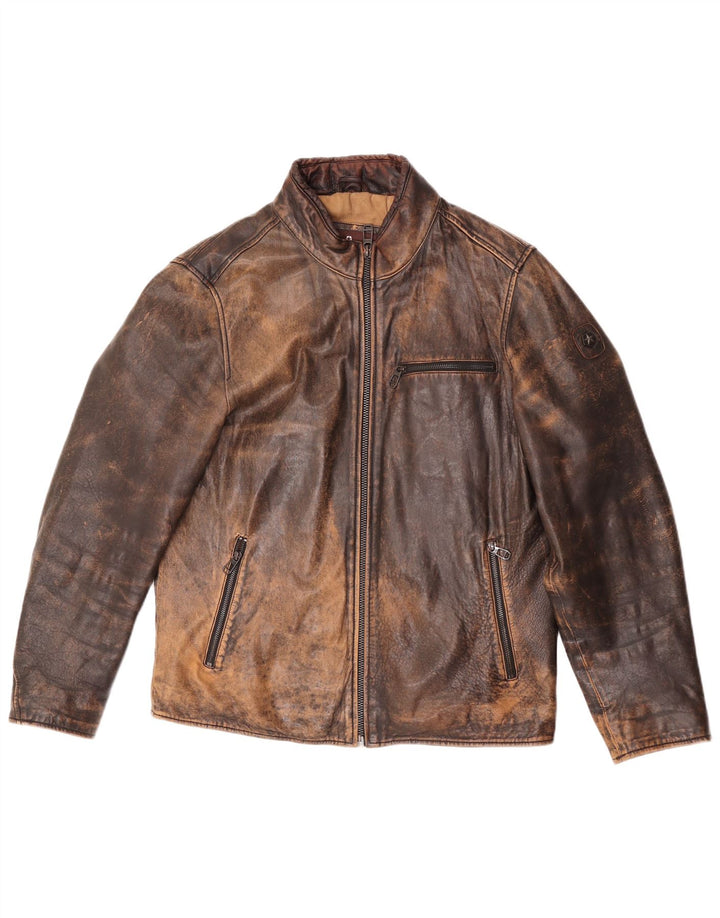 Milestone Herren-Lederjacke, Größe 40, großes braunes Lammleder