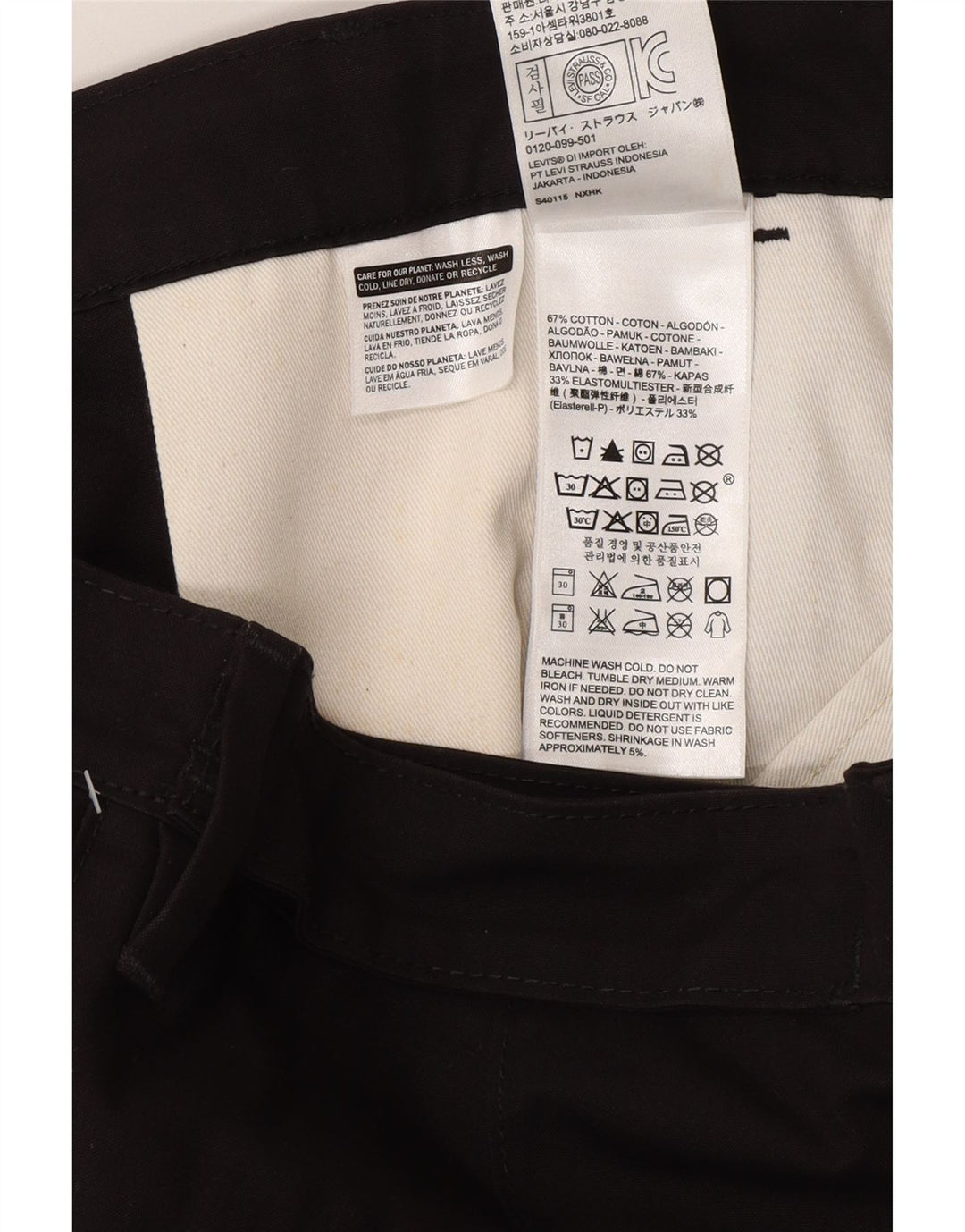 Levi's Slim Chino-Hose für Herren, W31, L32, schwarze Baumwolle