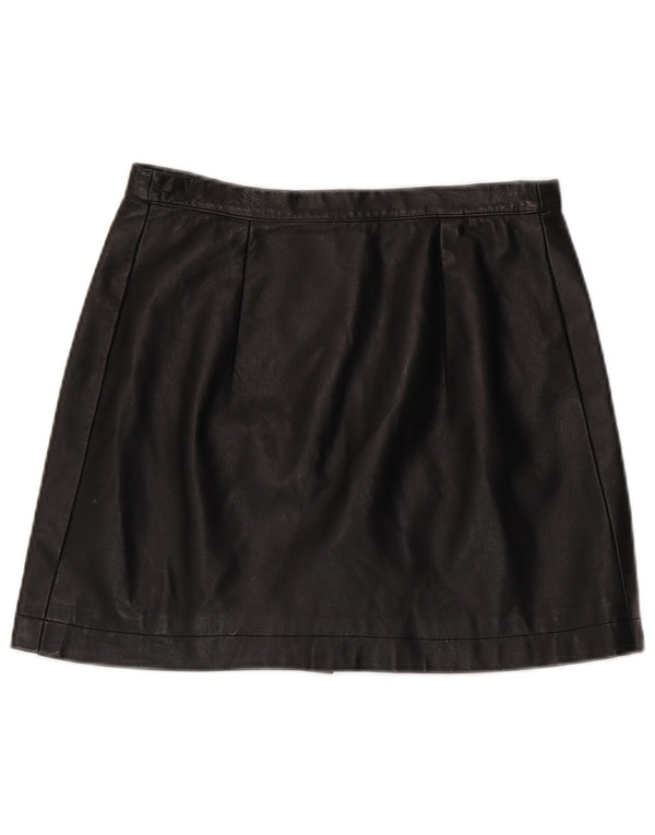 Vintage Damen Mini Lederrock W30 Medium Schwarz
