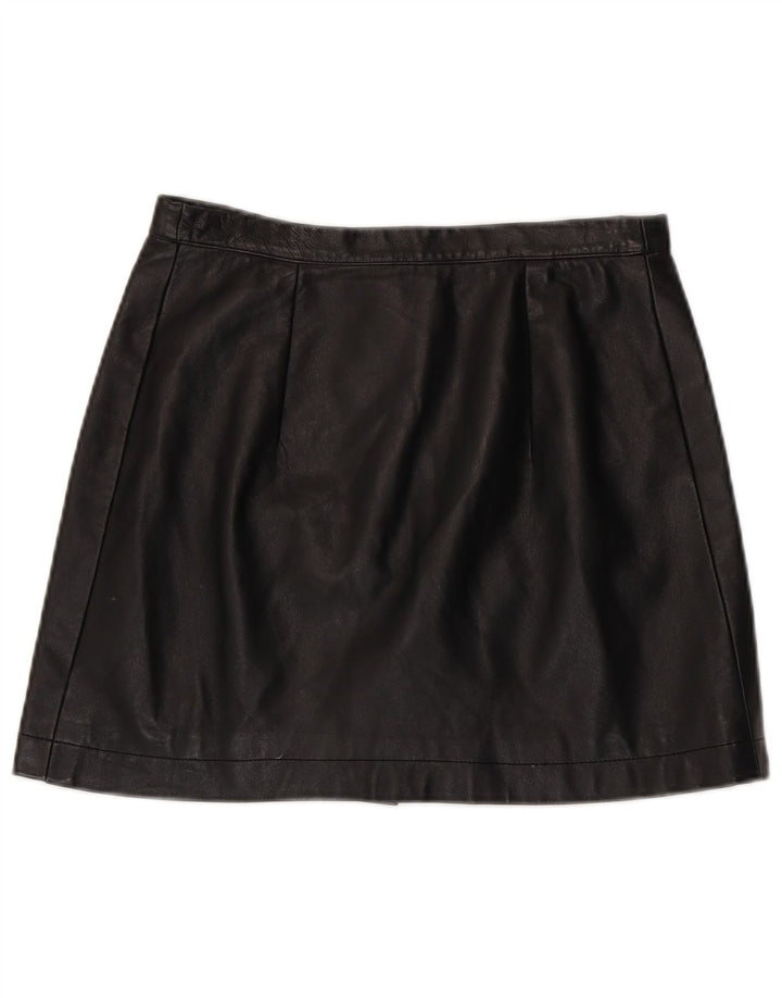 Vintage Damen Mini Lederrock W30 Medium Schwarz