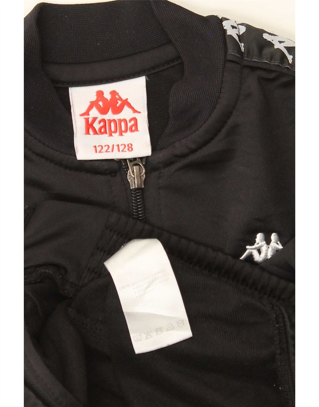 Kappa Jungen Grafik-Trainingsanzug-Top-Jacke, 7–8 Jahre, schwarzes Polyester