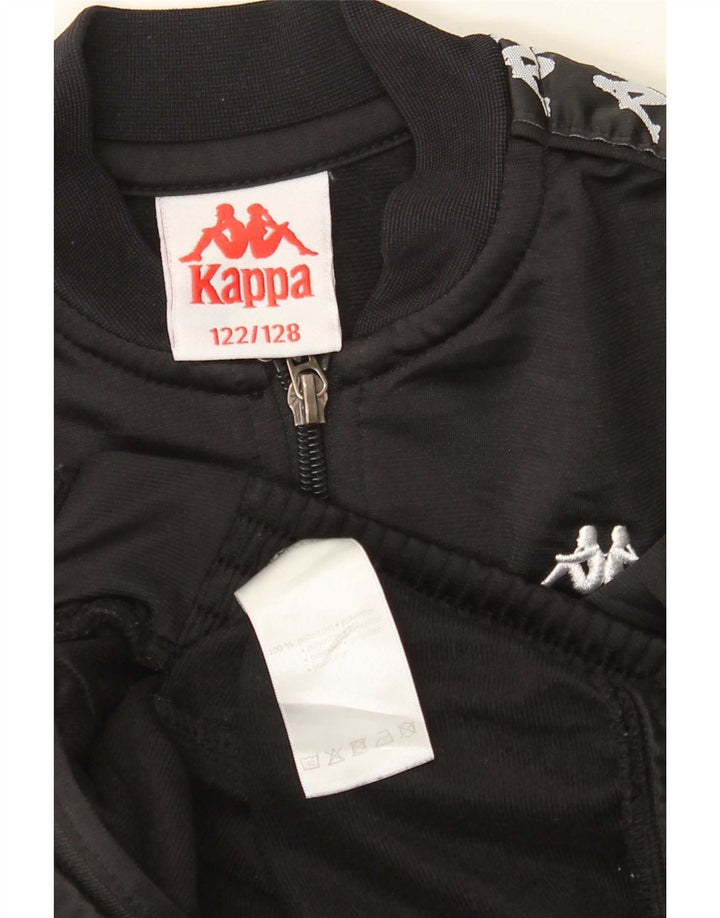 Kappa Jungen Grafik-Trainingsanzug-Top-Jacke, 7–8 Jahre, schwarzes Polyester