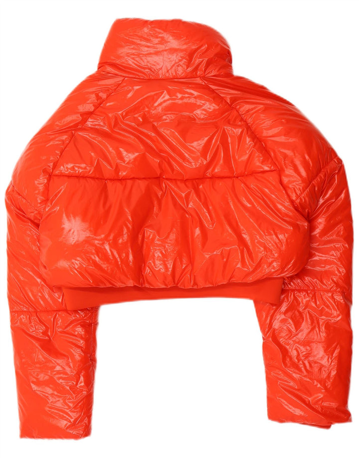 Zara Damen Crop Wattierte Jacke UK 14 Mittelorange Polyester