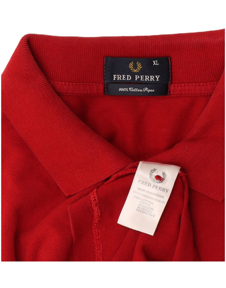 Fred Perry Herren-Poloshirt XL, rote Baumwolle