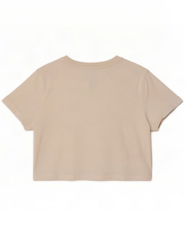 Adidas Damen Crop T-Shirt Top UK 8 Small Weiße Baumwolle