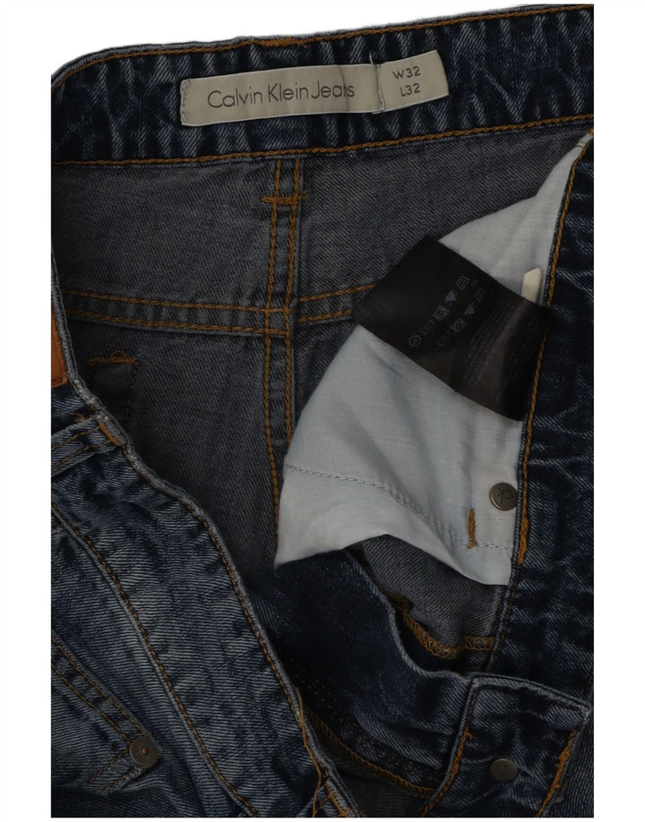 Calvin Klein Herren Straight Jeans W32 L32 Blaue Baumwolle
