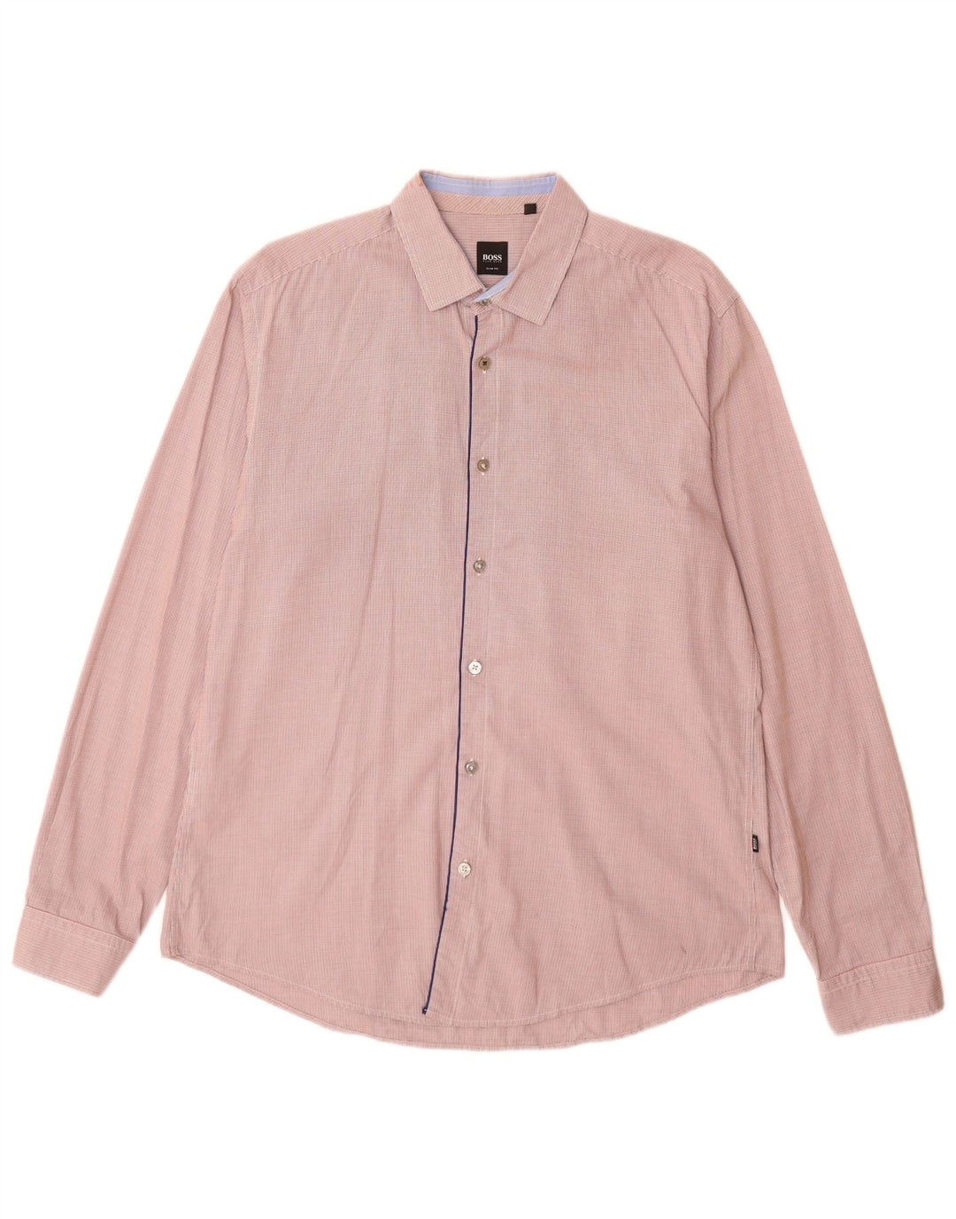 Hugo Boss Herren kariertes Slim-Fit-Hemd, groß, orangefarbene Hahnentritt-Baumwolle