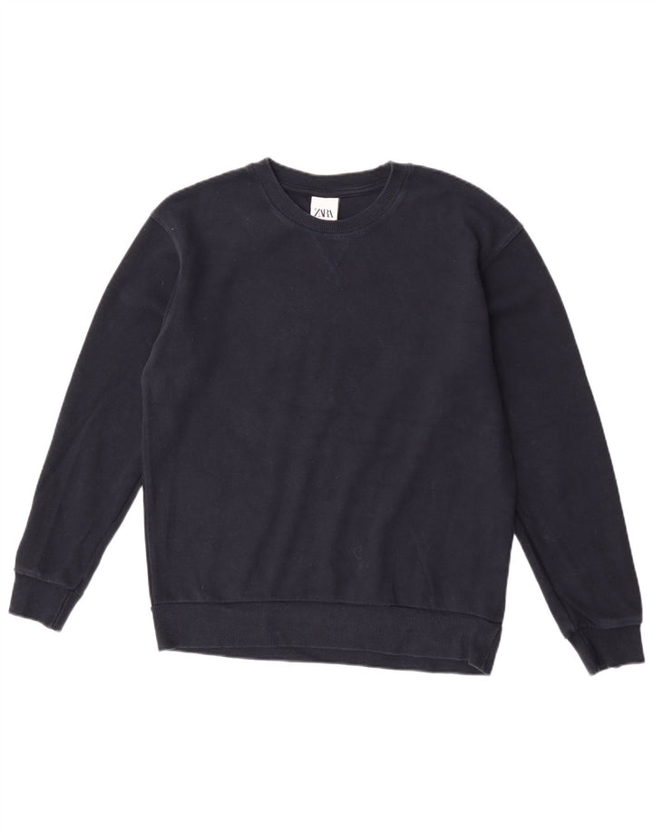 Zara Herren-Sweatshirt-Pullover, mittelmarineblaue Baumwolle