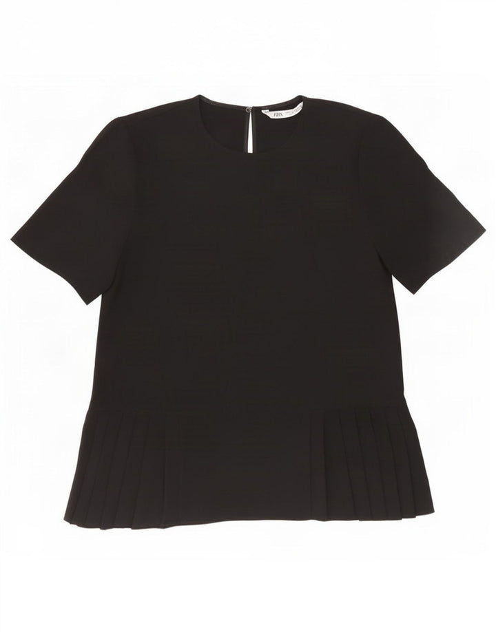 Zara Damen Bluse Top UK 10 Small Schwarz