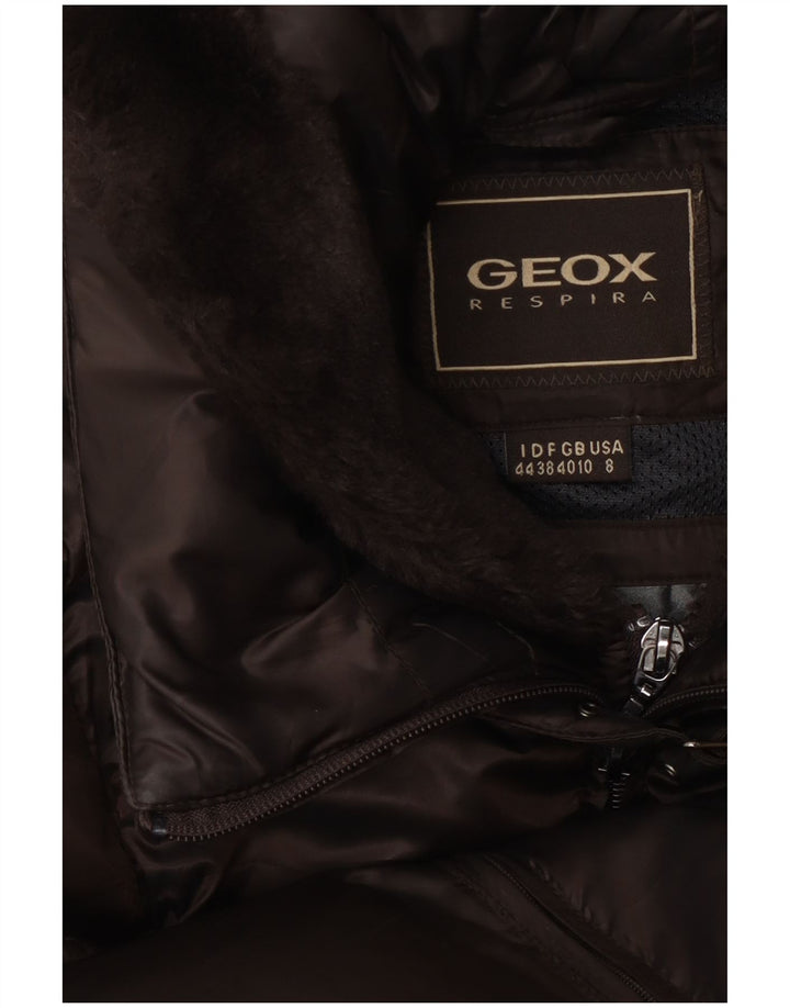 Geox Damen Respira Hooded Wattierte Jacke UK 10 Small Braun