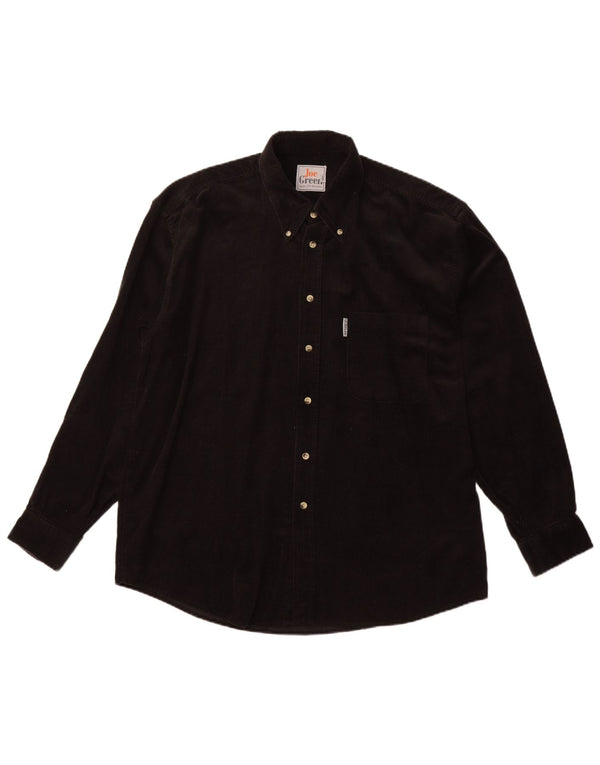 VINTAGE Herren Cordhemd 2XL Schwarz Baumwolle