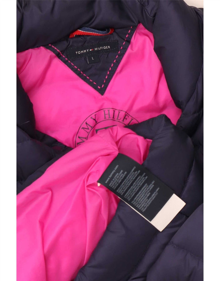 Tommy Hilfiger Damen Wattierte Jacke UK 16 Large Marineblaues Nylon
