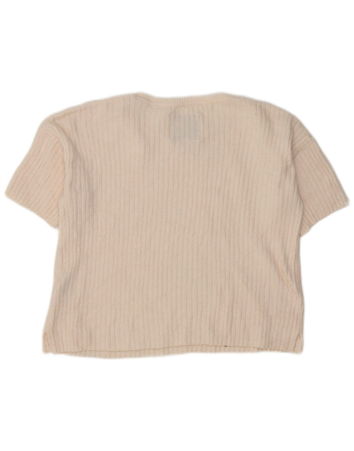 Jack Wills Damen-Blusenoberteil, UK-Gr. 10, Größe S, cremefarbenes Polyester