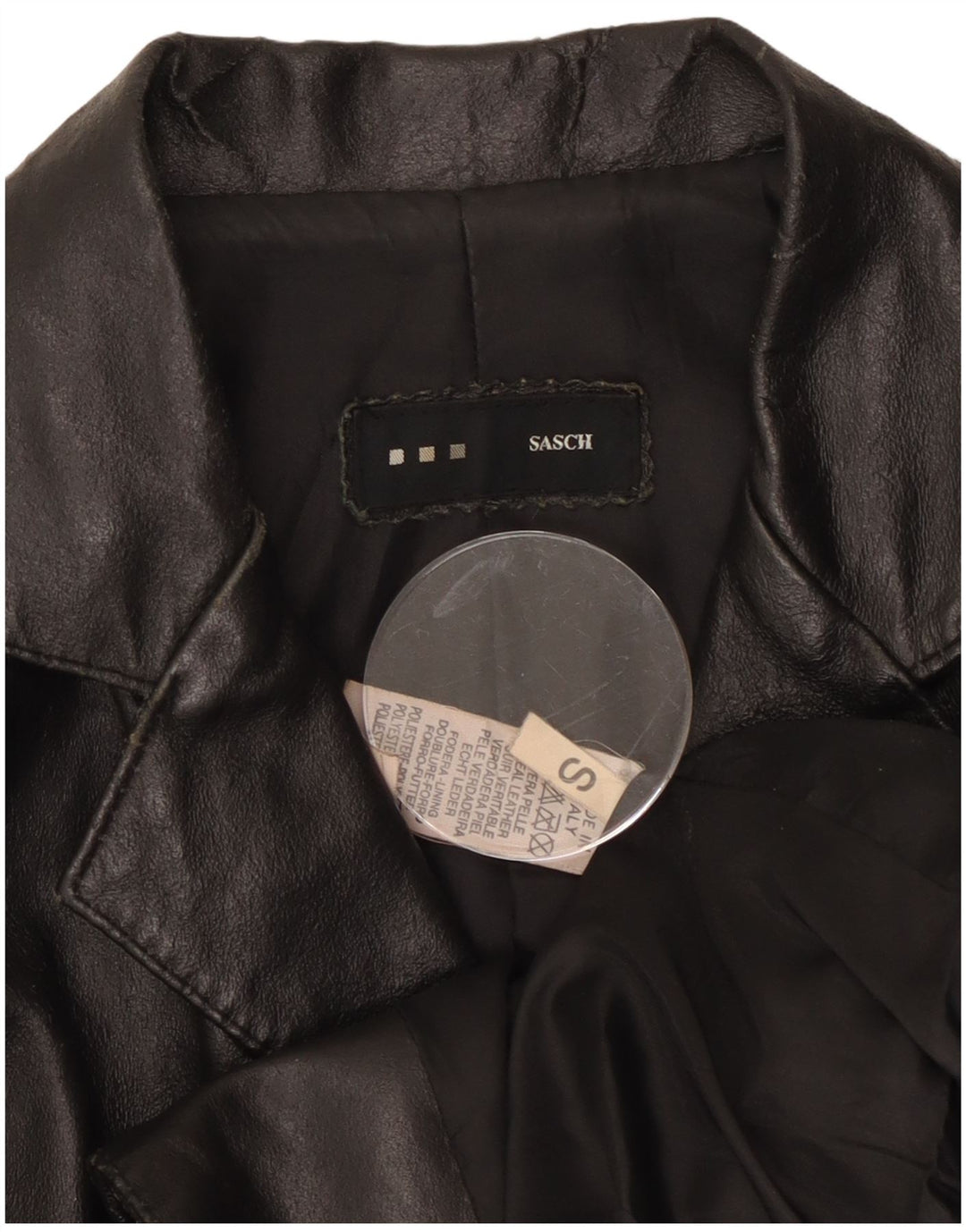 Sasch Damen 2-Knopf-Lederblazerjacke UK 10 Kleines schwarzes Leder