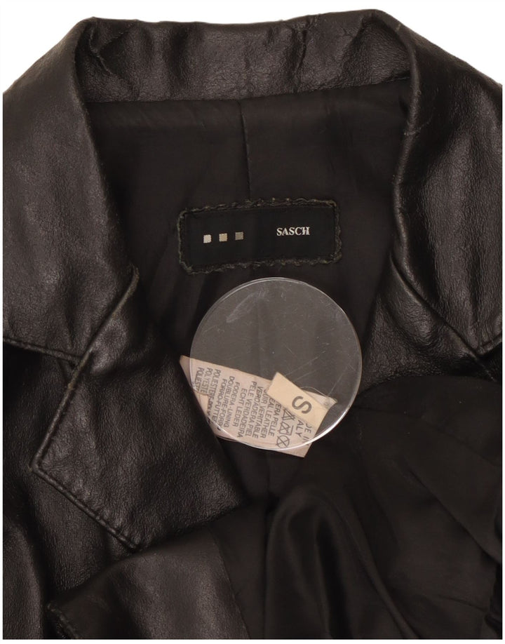 Sasch Damen 2-Knopf-Lederblazerjacke UK 10 Kleines schwarzes Leder