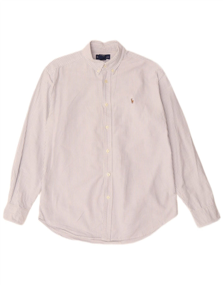 RALPH LAUREN Hemd für Jungen, 15–16 Jahre, groß, blaue Nadelstreifen-Baumwolle