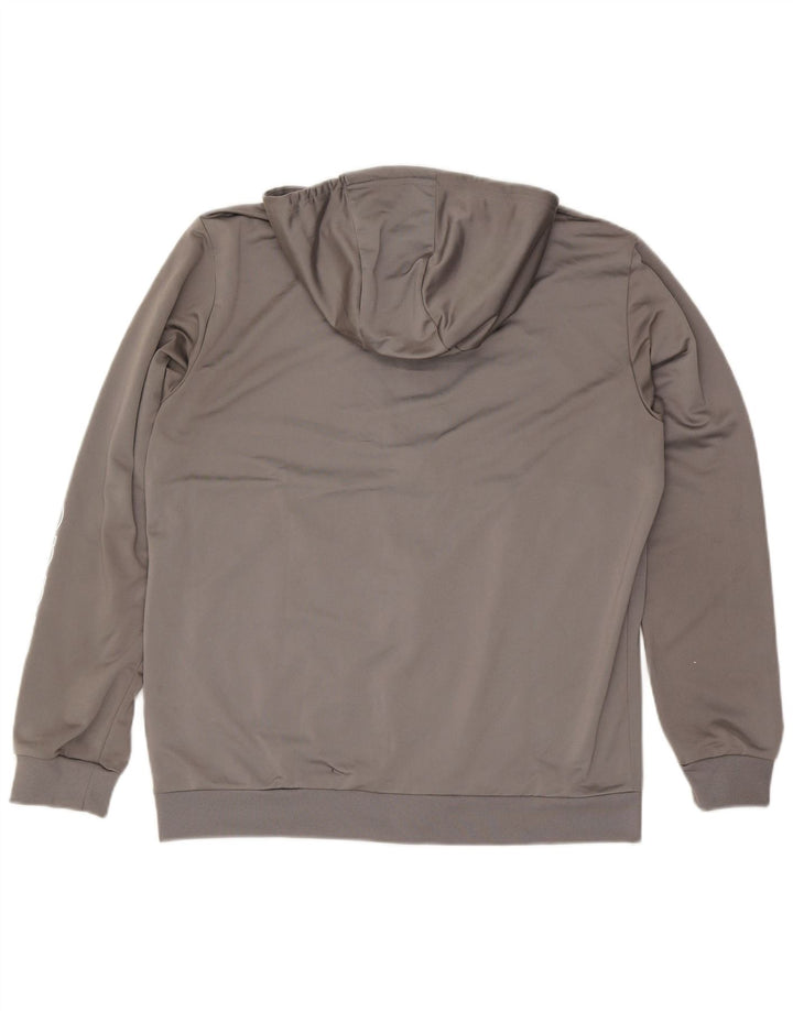 ADIDAS Mens Graphic Zip Hoodie Sweater Large Grey Polyester