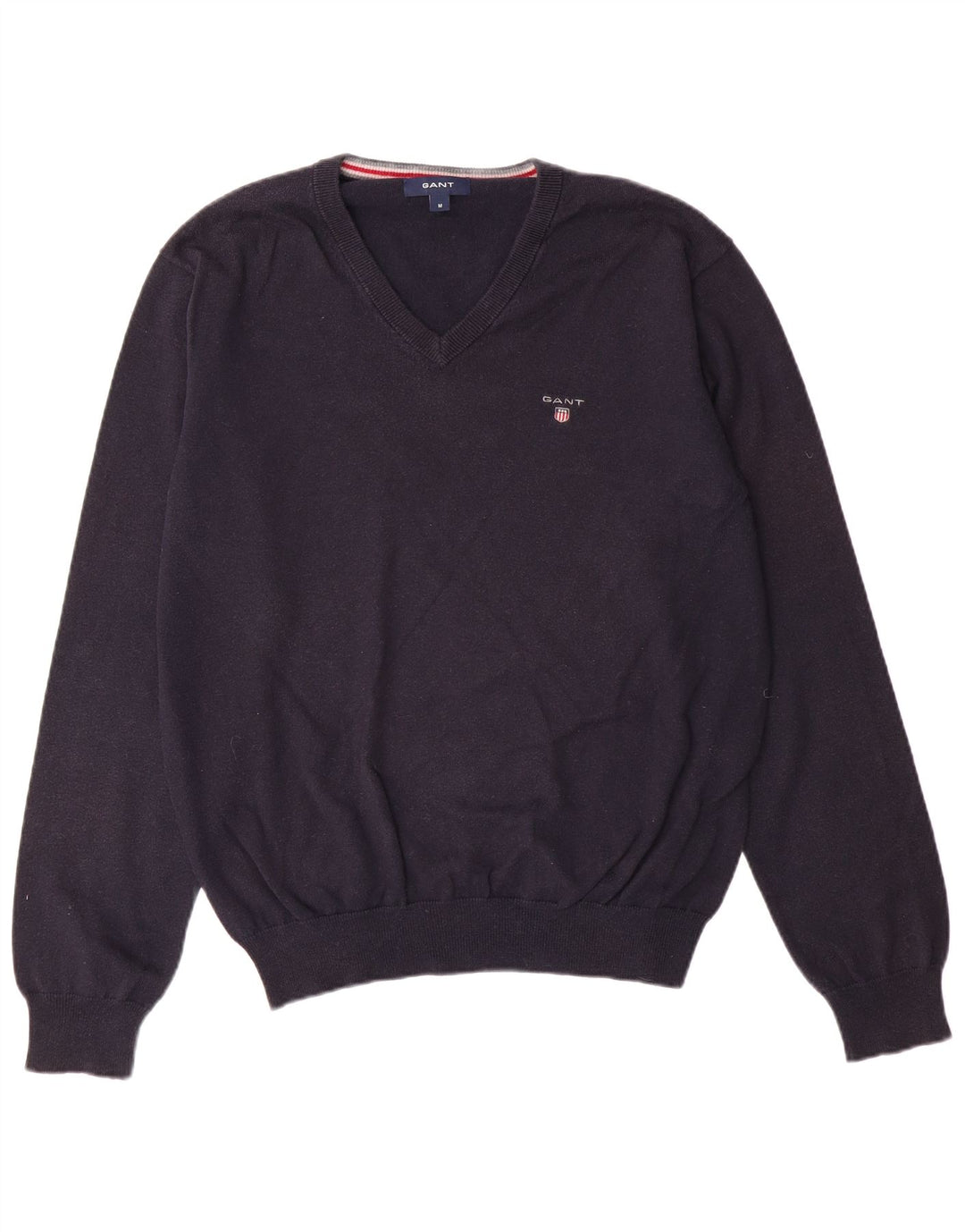 GANT Mens V-Neck Jumper Sweater Medium Navy Blue Cotton