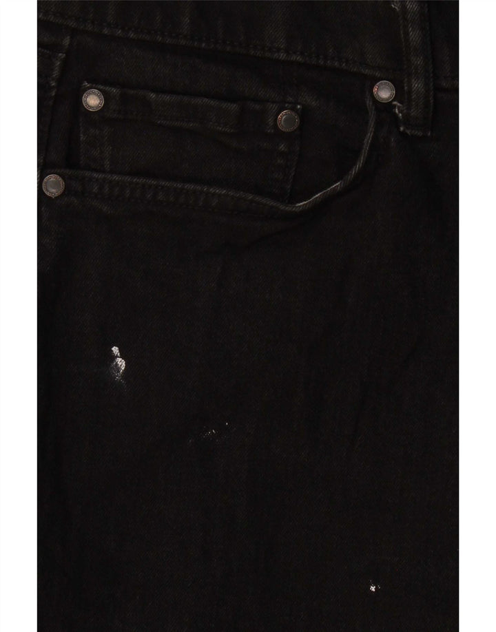 Marks & Spencer Herren Regular Straight Jeans W34 L31 Schwarze Baumwolle